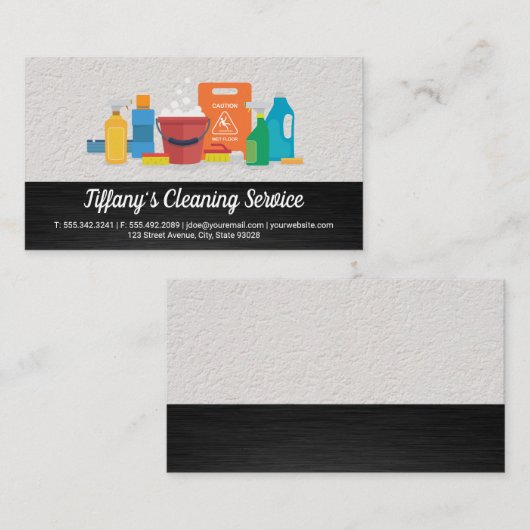 製品のクリーニング | ダークメタリックとウォールのテクスチャ 名刺 (正面/裏面)