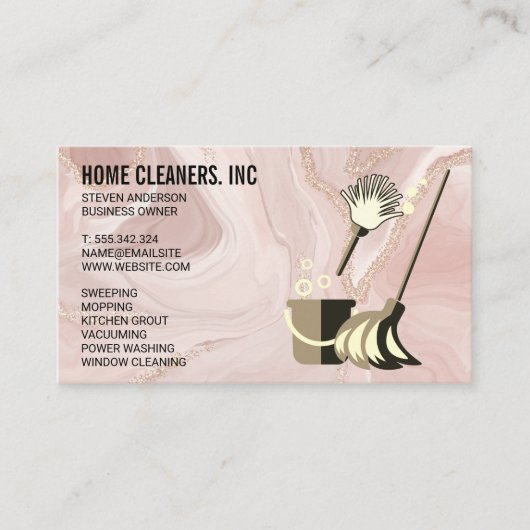 製品のクリーニング | ピンク大理石 名刺 (正面)