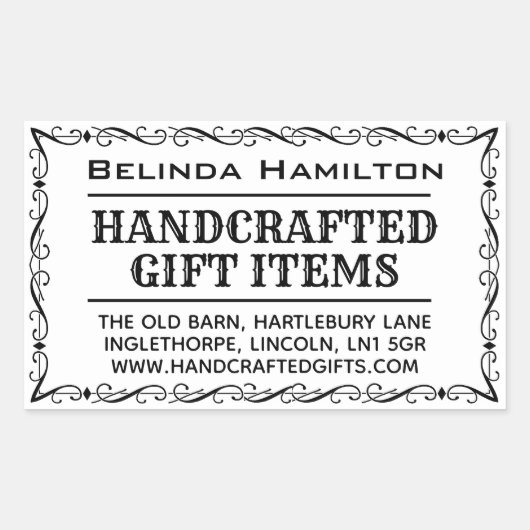 製品の作成製品名と説明 長方形シール (正面)