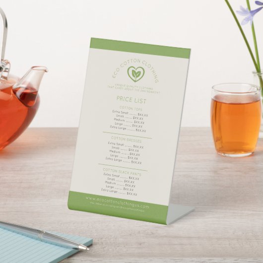 製品の価格表製品2つの葉の緑のロゴ 台座サイン (インサイチュ)