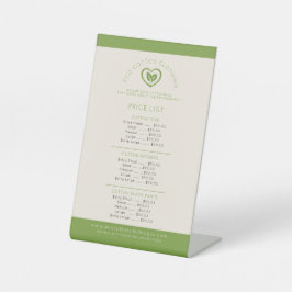 製品の価格表製品2つの葉の緑のロゴ 台座サイン