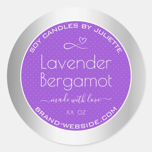 製品の包装ラベル銀色と紫色の色 ラウンドシール (正面)