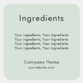 製品の原料リストのセージ緑のラベル スクエアシール (正面)