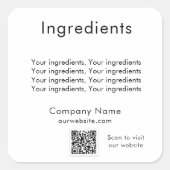 製品の原料リスト会社のqrコードラベル スクエアシール (正面)