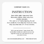 製品の安全性に関する指示 スクエアシール (正面)