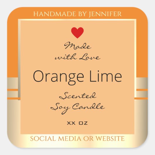 製品エレガント包装ラベルオレンジと金ゴールド スクエアシール (正面)