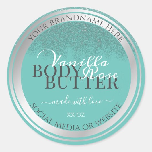 製品エレガント包装ラベルティール（緑がかった色）及び銀 ラウンドシール (正面)