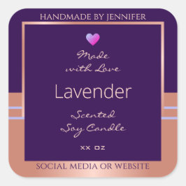 製品エレガント包装ラベルパープルバラ金ゴールド スクエアシール