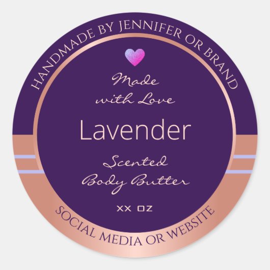 製品エレガント包装ラベルパープルバラ金ゴールド ラウンドシール (正面)