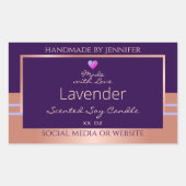 製品エレガント包装ラベルパープルバラ金ゴールド 長方形シール (正面)