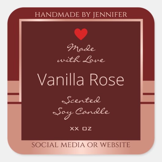 製品エレガント包装ラベル燃焼バラ金ゴールド スクエアシール (正面)