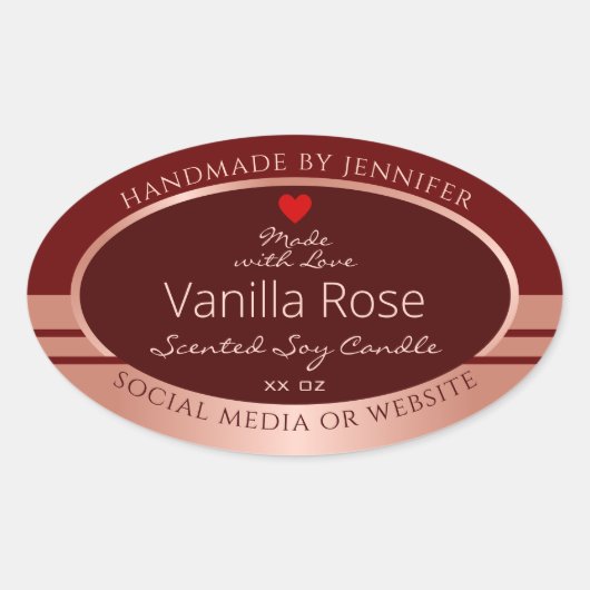 製品エレガント包装ラベル燃焼バラ金ゴールド 楕円形シール (正面)