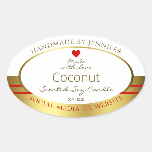 製品エレガント包装ラベル白および金ゴールド 楕円形シール (正面)
