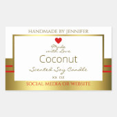 製品エレガント包装ラベル白および金ゴールド 長方形シール (正面)