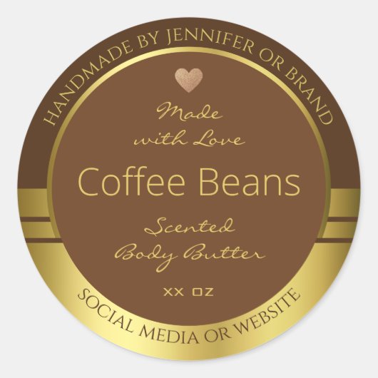 製品エレガント包装ラベル茶色および金ゴールド ラウンドシール (正面)