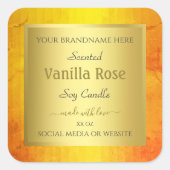 製品エレガント包装ラベル金ゴールドオレンジフレーム スクエアシール (正面)