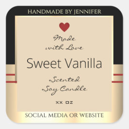 製品エレガント包装ラベル黒ベージュ金ゴールド スクエアシール