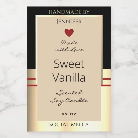 製品エレガント包装ラベル黒ベージュ金ゴールド フードラベル (シングルラベル)