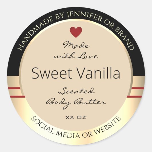 製品エレガント包装ラベル黒ベージュ金ゴールド ラウンドシール (正面)