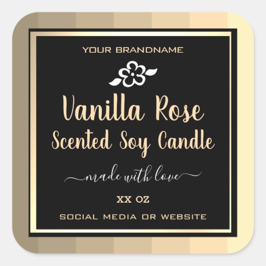 製品エレガント包装金ゴールドと黒ラベル スクエアシール (正面)