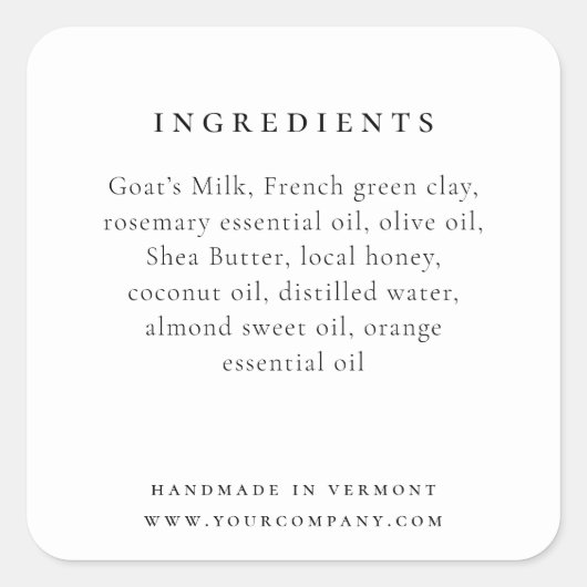 製品エレガント原料ラベル スクエアシール (正面)