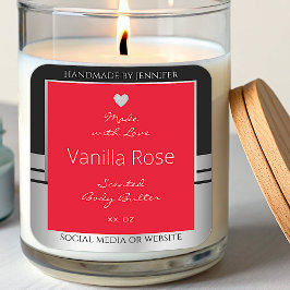 製品クール包装ラベル黒銀と赤 スクエアシール