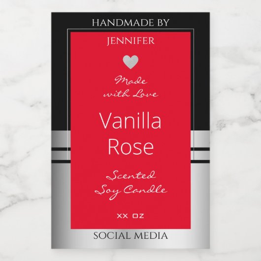 製品クール包装ラベル黒銀と赤 フードラベル (シングルラベル)