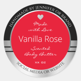 製品クール包装ラベル黒銀と赤 ラウンドシール