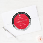 製品クール包装ラベル黒銀と赤 ラウンドシール (封筒)