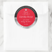 製品クール包装ラベル黒銀と赤 ラウンドシール (バッグ)