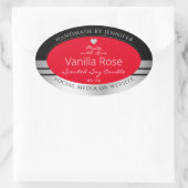 製品クール包装ラベル黒銀と赤 楕円形シール (バッグ)