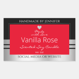 製品クール包装ラベル黒銀と赤 長方形シール