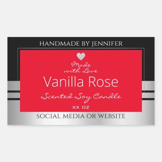 製品クール包装ラベル黒銀と赤 長方形シール (正面)