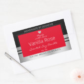 製品クール包装ラベル黒銀と赤 長方形シール (封筒)