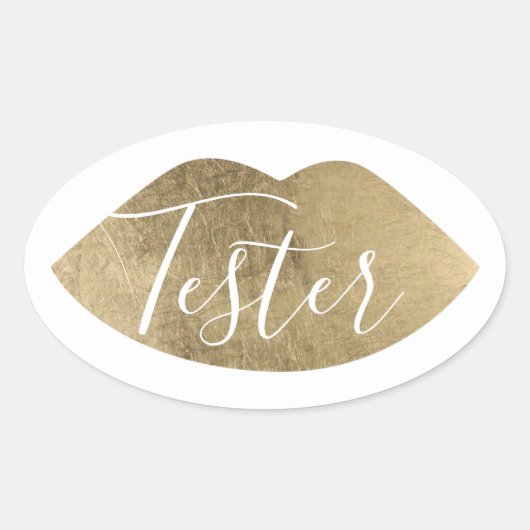 製品テスターのサンプルTry Meモダン金ゴールドリップ 楕円形シール (正面)