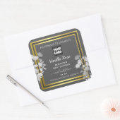 製品パッケエレガントージングラベル灰色金ゴールドフローラ スクエアシール (封筒)