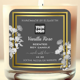 製品パッケエレガントージングラベル灰色金ゴールドフローラ スクエアシール