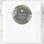 製品パッケエレガントージングラベル灰色金ゴールドフローラ ラウンドシール (バッグ)