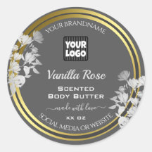 製品パッケエレガントージングラベル灰色金ゴールドフローラ