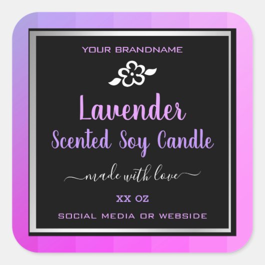 製品パッケージラベルLavender PurpleおよびBlack スクエアシール (正面)