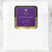 製品パッケージングラベル紫と金ゴールド小ハート スクエアシール (バッグ)