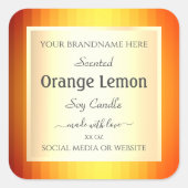 製品パッケージングラベル金ゴールド効果オレンジフレーム スクエアシール (正面)