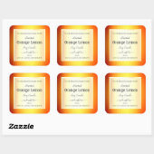 製品パッケージングラベル金ゴールド効果オレンジフレーム スクエアシール (シート)