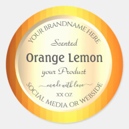 製品パッケージングラベル金ゴールド効果オレンジフレーム ラウンドシール