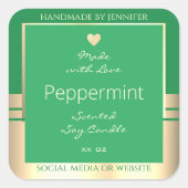 製品モダン包装ラベルの緑と金ゴールド スクエアシール (正面)