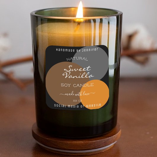 製品モダン包装ラベルオレンジ色の円 スクエアシール