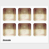 製品モダン包装ラベル海茶色の夕日 スクエアシール (シート)