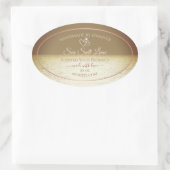 製品モダン包装ラベル海茶色の夕日 楕円形シール (バッグ)