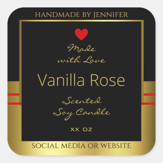 製品モダン包装ラベル黒および金ゴールド スクエアシール (正面)