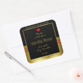 製品モダン包装ラベル黒および金ゴールド スクエアシール (封筒)